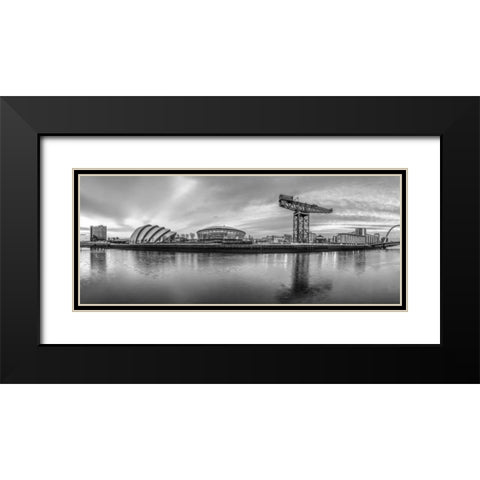 View along the river Clyde, Glasgow, FTBR-1805 Black Modern Wood Framed Art Print with Double Matting by Frank, Assaf
