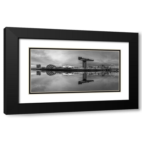 View along the river Clyde at night, Glasgow Black Modern Wood Framed Art Print with Double Matting by Frank, Assaf