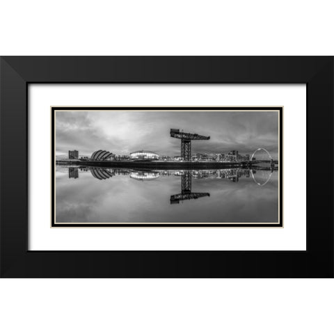 View along the river Clyde at night, Glasgow Black Modern Wood Framed Art Print with Double Matting by Frank, Assaf