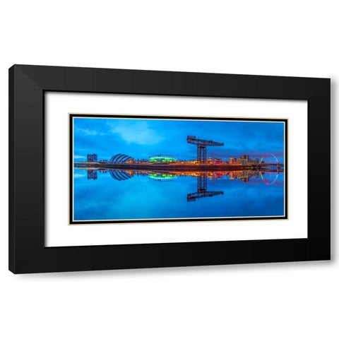 View along the river Clyde at night, Glasgow Black Modern Wood Framed Art Print with Double Matting by Frank, Assaf
