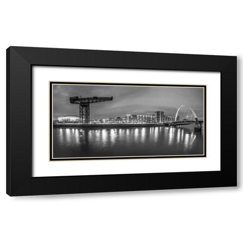 View along the river Clyde at night, Glasgow Black Modern Wood Framed Art Print with Double Matting by Frank, Assaf