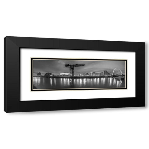 View along the river Clyde at night, Glasgow Black Modern Wood Framed Art Print with Double Matting by Frank, Assaf