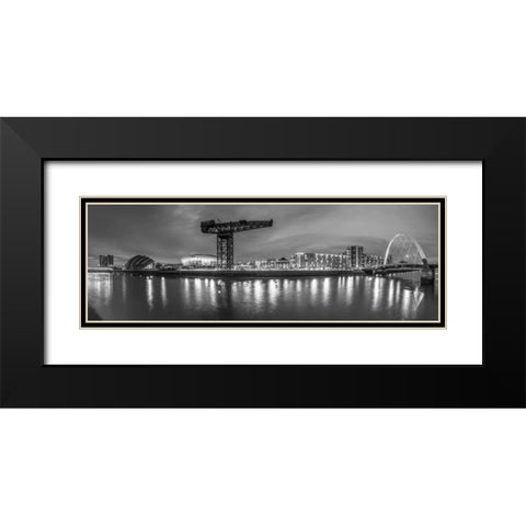 View along the river Clyde at night, Glasgow Black Modern Wood Framed Art Print with Double Matting by Frank, Assaf