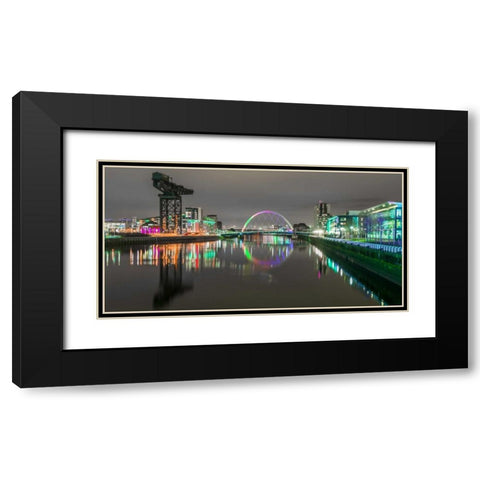 View along the river Clyde at night, Glasgow Black Modern Wood Framed Art Print with Double Matting by Frank, Assaf