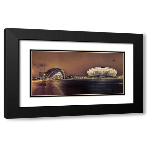 Evening view of Clyde Auditorium and SSE Hydro in Glasgow, FTBR-1904 Black Modern Wood Framed Art Print with Double Matting by Frank, Assaf