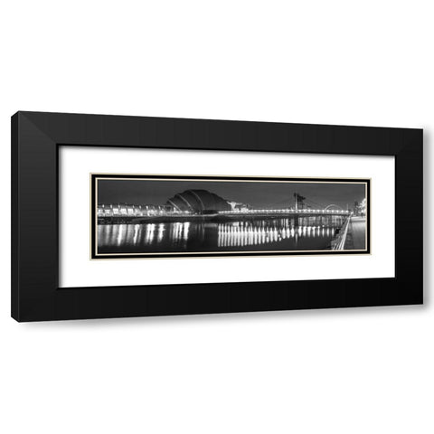 View along the river Clyde at night, Glasgow, FTBR-1808 Black Modern Wood Framed Art Print with Double Matting by Frank, Assaf
