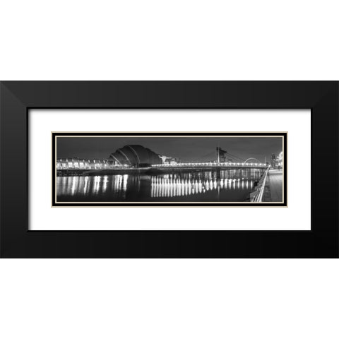 View along the river Clyde at night, Glasgow, FTBR-1808 Black Modern Wood Framed Art Print with Double Matting by Frank, Assaf