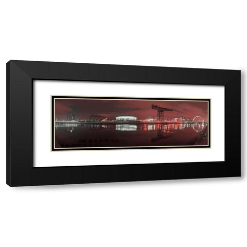 View along the river Clyde at night-Glasgow Black Modern Wood Framed Art Print with Double Matting by Frank, Assaf