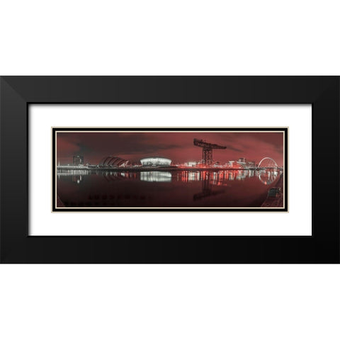 View along the river Clyde at night-Glasgow Black Modern Wood Framed Art Print with Double Matting by Frank, Assaf