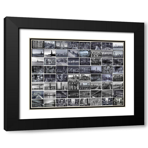 Collage of New York city Black Modern Wood Framed Art Print with Double Matting by Frank, Assaf