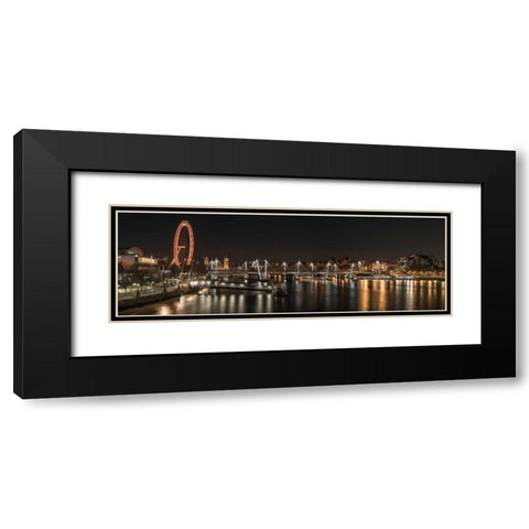 London cityscape over river Thames Black Modern Wood Framed Art Print with Double Matting by Frank, Assaf