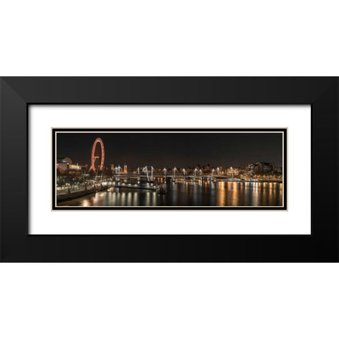 London cityscape over river Thames Black Modern Wood Framed Art Print with Double Matting by Frank, Assaf