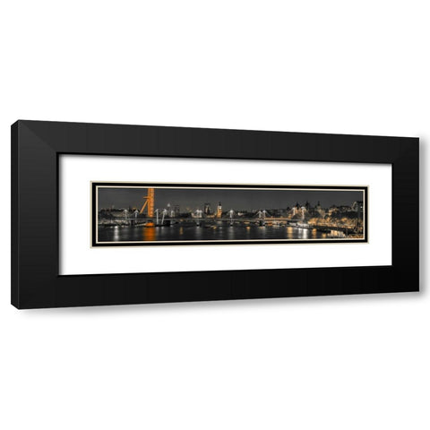 Panoramic view of London skyline over River Thames Black Modern Wood Framed Art Print with Double Matting by Frank, Assaf
