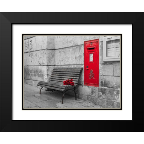 Bunch of roses on a bench, Birgu, Malta Black Modern Wood Framed Art Print with Double Matting by Frank, Assaf