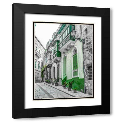Traditional maltese houses in Birgu, Malta Black Modern Wood Framed Art Print with Double Matting by Frank, Assaf