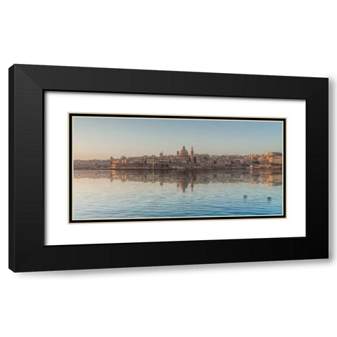 The harbour and St. Pauls Anglican Cathedral at Valletta, Malta Black Modern Wood Framed Art Print with Double Matting by Frank, Assaf