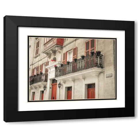 Traditional Maltese house with balcony, Mdina, Malta Black Modern Wood Framed Art Print with Double Matting by Frank, Assaf