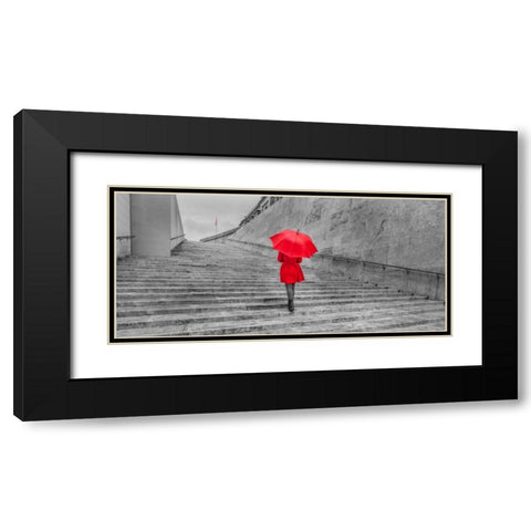 Tourist with red umbrella, Malta Black Modern Wood Framed Art Print with Double Matting by Frank, Assaf