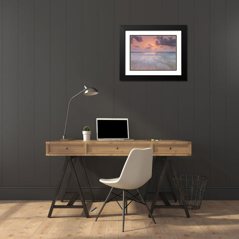 Tranquil beach with cloudscapes Black Modern Wood Framed Art Print with Double Matting by Frank, Assaf