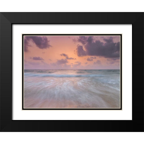 Tranquil beach with cloudscapes Black Modern Wood Framed Art Print with Double Matting by Frank, Assaf