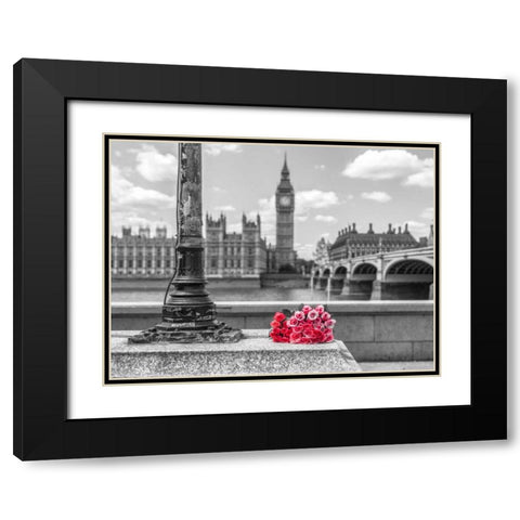 Bunch of Roses by a lampost, London, UK Black Modern Wood Framed Art Print with Double Matting by Frank, Assaf