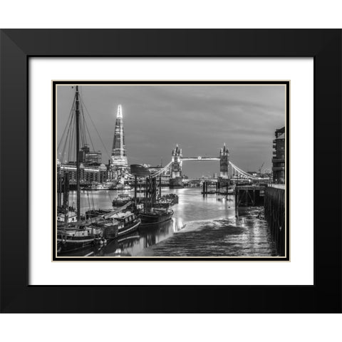 Tower bridge over river Thames in London, UK Black Modern Wood Framed Art Print with Double Matting by Frank, Assaf