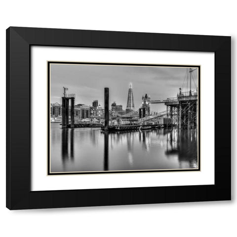 Tower bridge over river Thames in London, UK Black Modern Wood Framed Art Print with Double Matting by Frank, Assaf