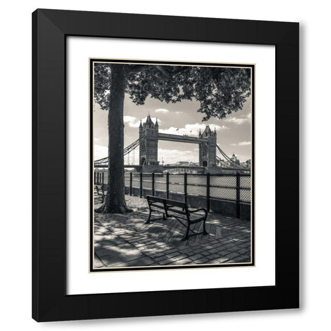 Thames promenade with Tower bridge in background, London, UK Black Modern Wood Framed Art Print with Double Matting by Frank, Assaf