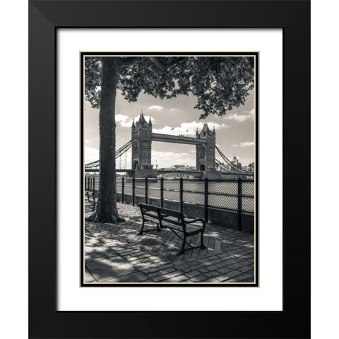Thames promenade with Tower bridge in background, London, UK Black Modern Wood Framed Art Print with Double Matting by Frank, Assaf