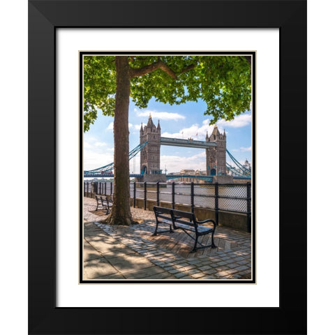 Thames promenade with Tower bridge in background, London, UK Black Modern Wood Framed Art Print with Double Matting by Frank, Assaf