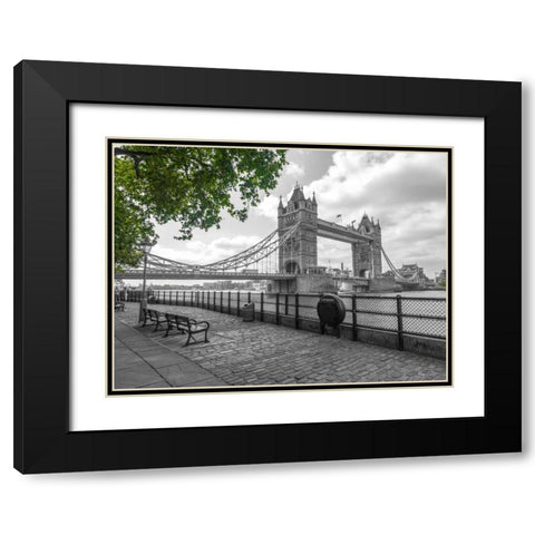 Thames promenade with Tower bridge in background, London, UK Black Modern Wood Framed Art Print with Double Matting by Frank, Assaf