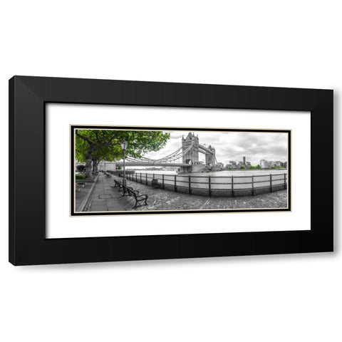 Thames promenade with Tower bridge in background, London, UK Black Modern Wood Framed Art Print with Double Matting by Frank, Assaf
