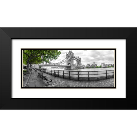 Thames promenade with Tower bridge in background, London, UK Black Modern Wood Framed Art Print with Double Matting by Frank, Assaf
