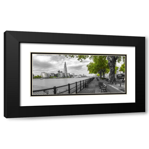 Thames promenade with The Shard in background, London, UK Black Modern Wood Framed Art Print with Double Matting by Frank, Assaf