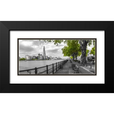 Thames promenade with The Shard in background, London, UK Black Modern Wood Framed Art Print with Double Matting by Frank, Assaf