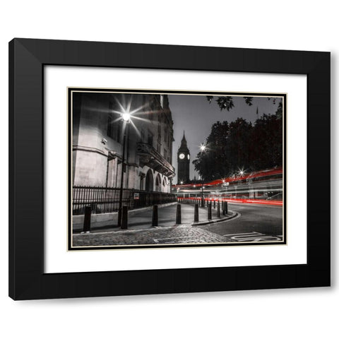 View of Big Ben from street, London, UK Black Modern Wood Framed Art Print with Double Matting by Frank, Assaf