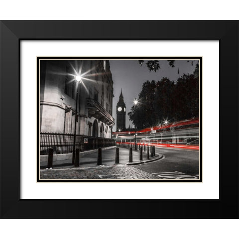 View of Big Ben from street, London, UK Black Modern Wood Framed Art Print with Double Matting by Frank, Assaf