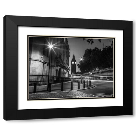 View of Big Ben from street, London, UK Black Modern Wood Framed Art Print with Double Matting by Frank, Assaf