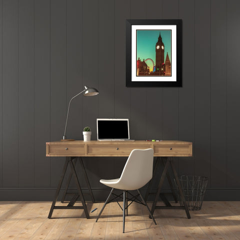 View of Big Ben from street, London, UK, FTBR-1905 Black Modern Wood Framed Art Print with Double Matting by Frank, Assaf