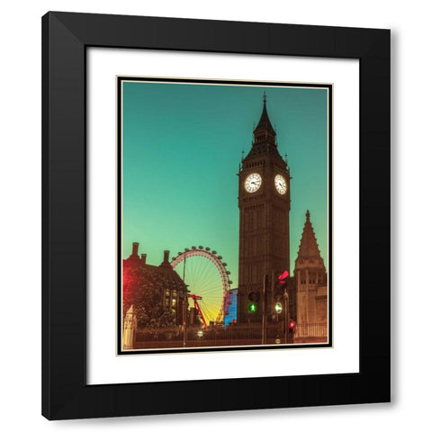 View of Big Ben from street, London, UK, FTBR-1905 Black Modern Wood Framed Art Print with Double Matting by Frank, Assaf