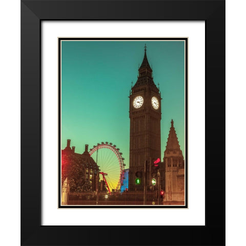 View of Big Ben from street, London, UK, FTBR-1905 Black Modern Wood Framed Art Print with Double Matting by Frank, Assaf