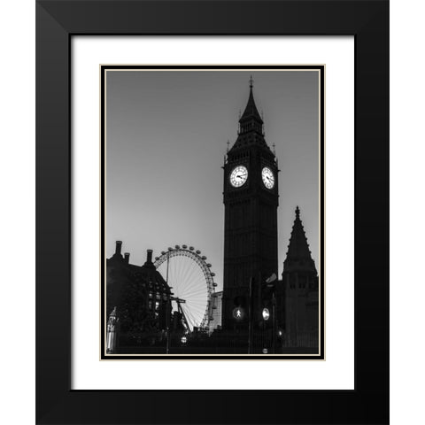 View of Big Ben from street, London, UK Black Modern Wood Framed Art Print with Double Matting by Frank, Assaf