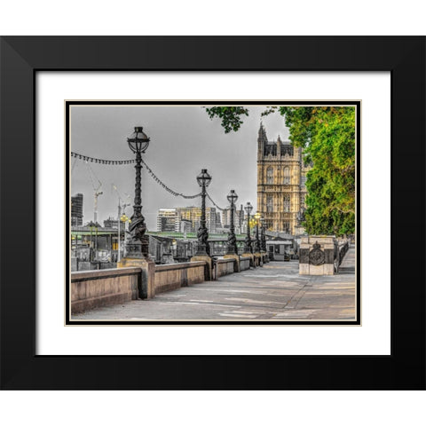 Thames promenade, London, UK Black Modern Wood Framed Art Print with Double Matting by Frank, Assaf