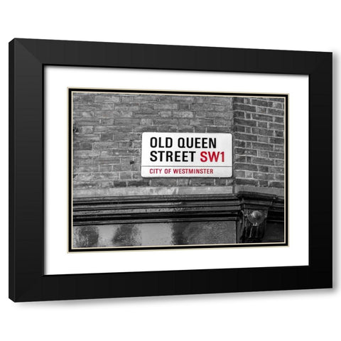 Old Queen street signboard, London, UK Black Modern Wood Framed Art Print with Double Matting by Frank, Assaf