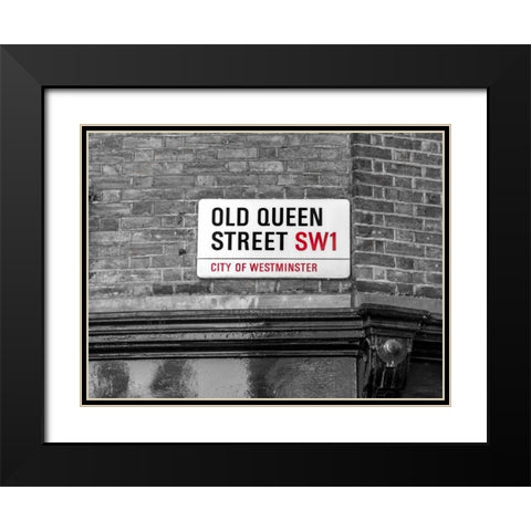 Old Queen street signboard, London, UK Black Modern Wood Framed Art Print with Double Matting by Frank, Assaf
