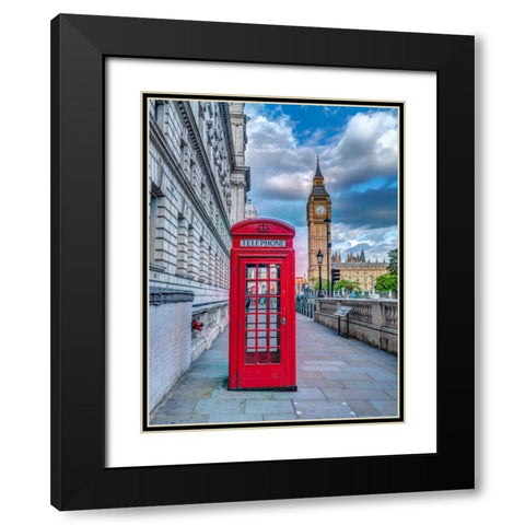 Telephone booth with Big Ben, London, UK Black Modern Wood Framed Art Print with Double Matting by Frank, Assaf