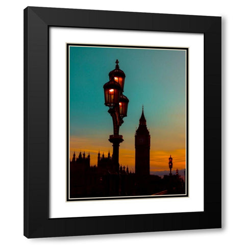 Street lamp with Big Ben, London, UK Black Modern Wood Framed Art Print with Double Matting by Frank, Assaf