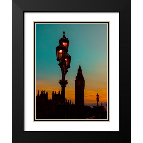 Street lamp with Big Ben, London, UK Black Modern Wood Framed Art Print with Double Matting by Frank, Assaf