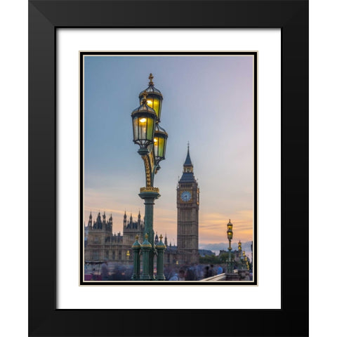 Street lamp with Big Ben, London, UK, FTBR-1919 Black Modern Wood Framed Art Print with Double Matting by Frank, Assaf