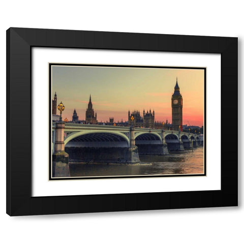 Westminster bridge and Big Ben, London, UK Black Modern Wood Framed Art Print with Double Matting by Frank, Assaf
